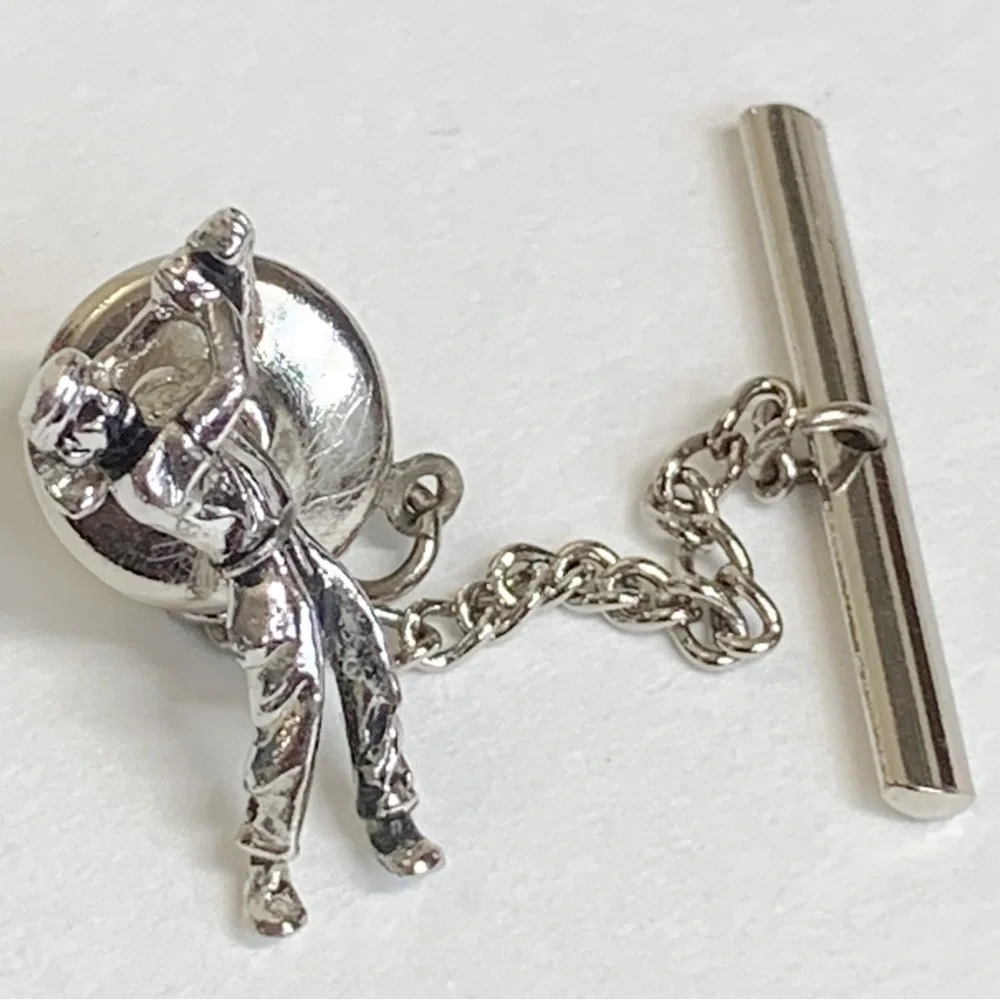 Vintage golf silver tone golfer tie tack dad Father’s Day gift